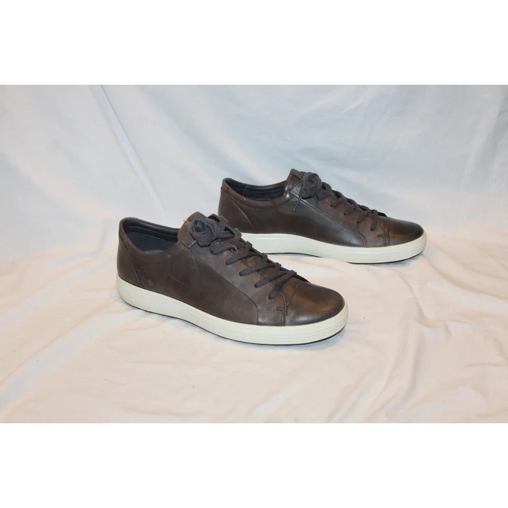 Ecco Soft 7 Men's Leather Low Top Casual Athletic Sneakers EU 43 TITANIUM $300